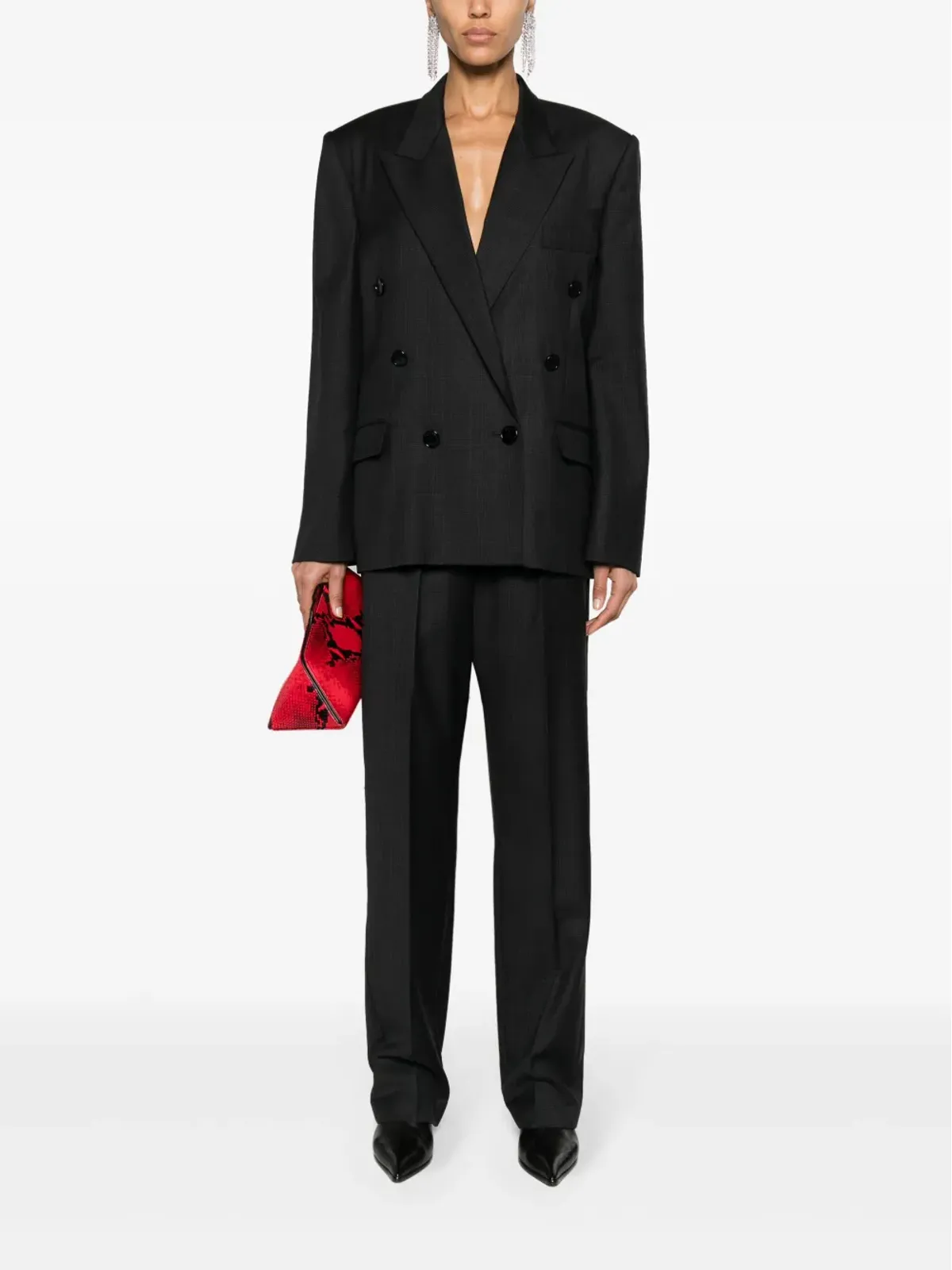 ISABEL MARANT リスカ チェック柄ウールパンツ - グレー - 画像2