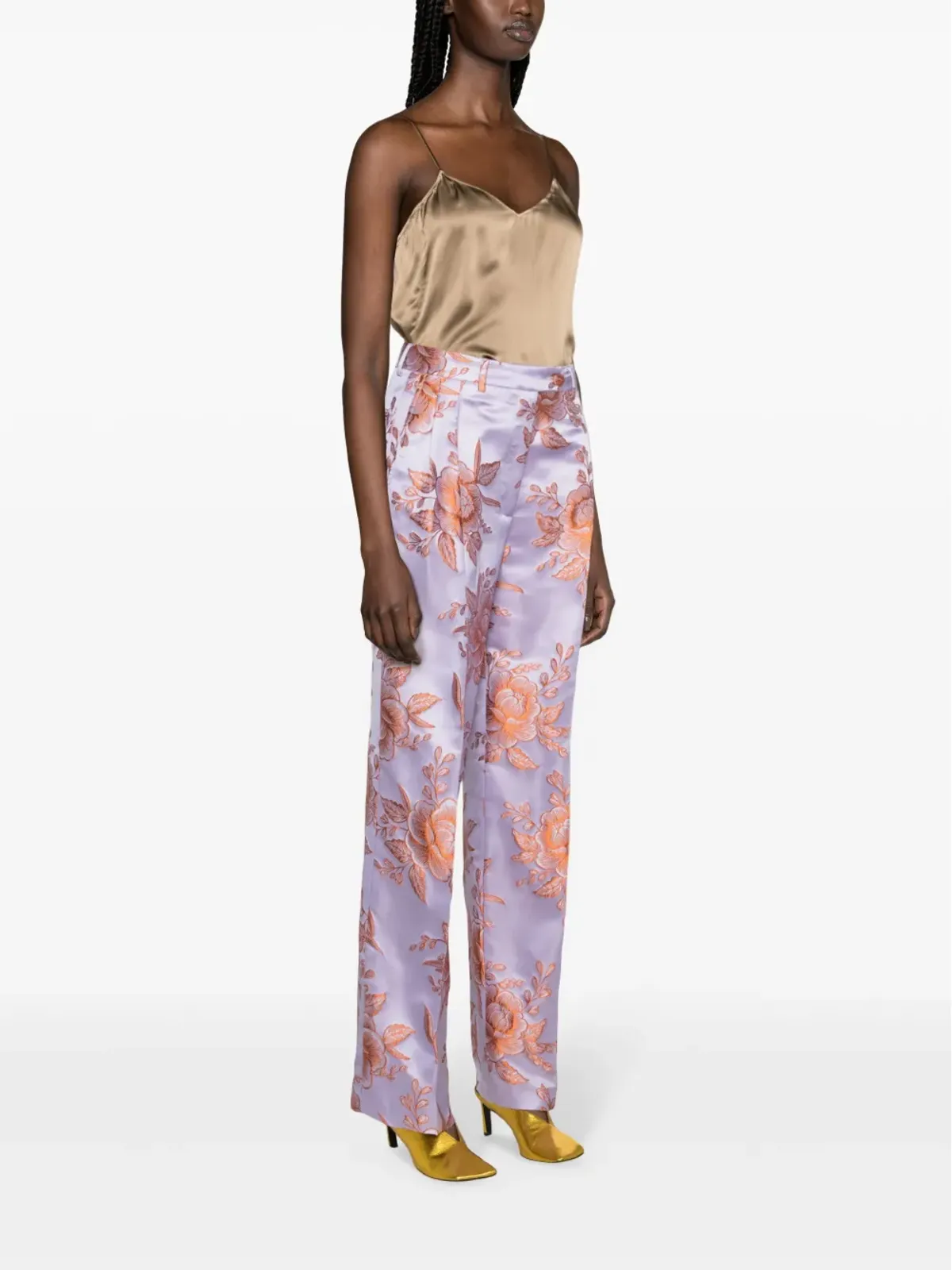 ETRO フローラルジャカード サテンパンツ - 画像3