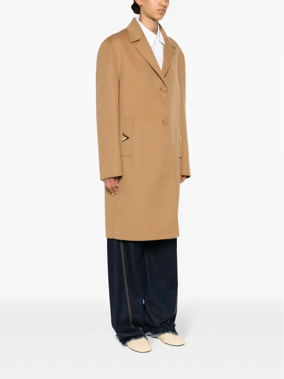 Valentino Garavani VLogo フェルテッドコート - ブラウン - 画像3