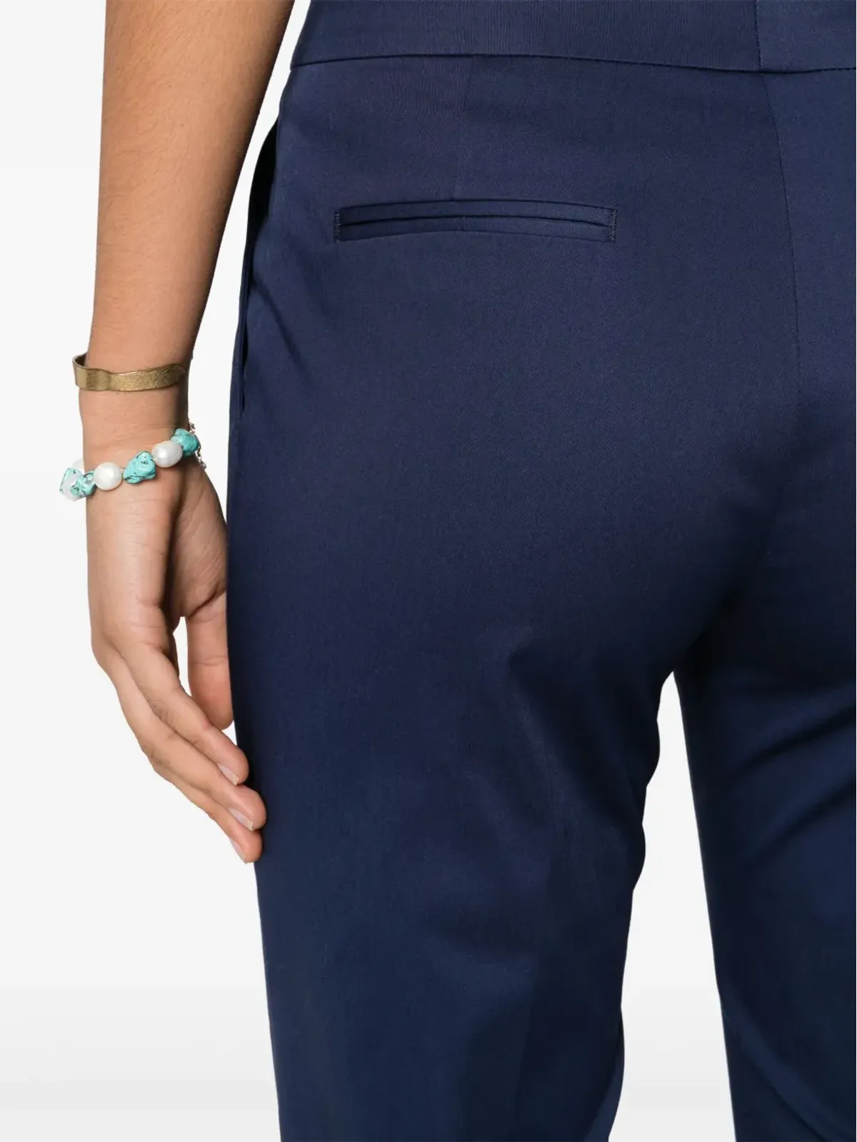 ETRO ストレッチコットン クロップドパンツ ブルー - 画像5