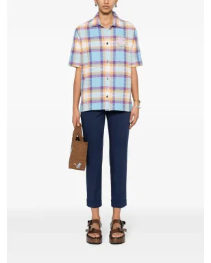 ETRO ストレッチコットン クロップドパンツ ブルー - サムネイル2