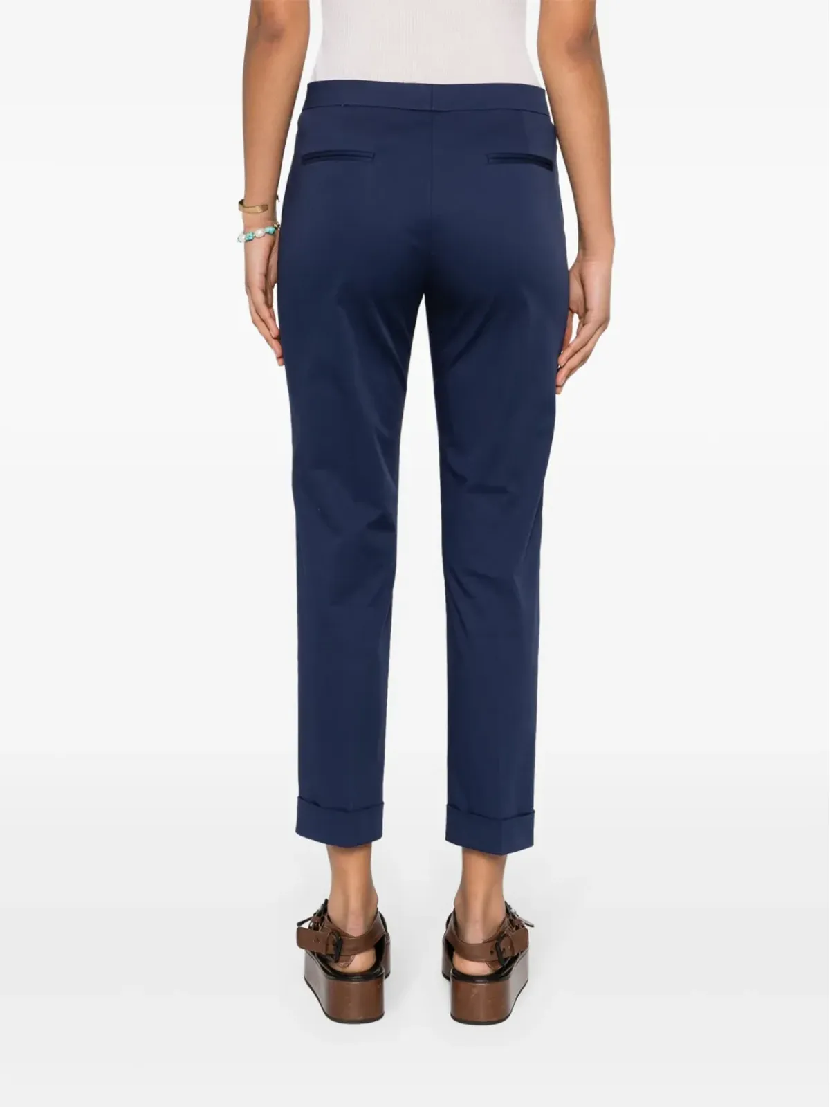 ETRO ストレッチコットン クロップドパンツ ブルー - 画像4