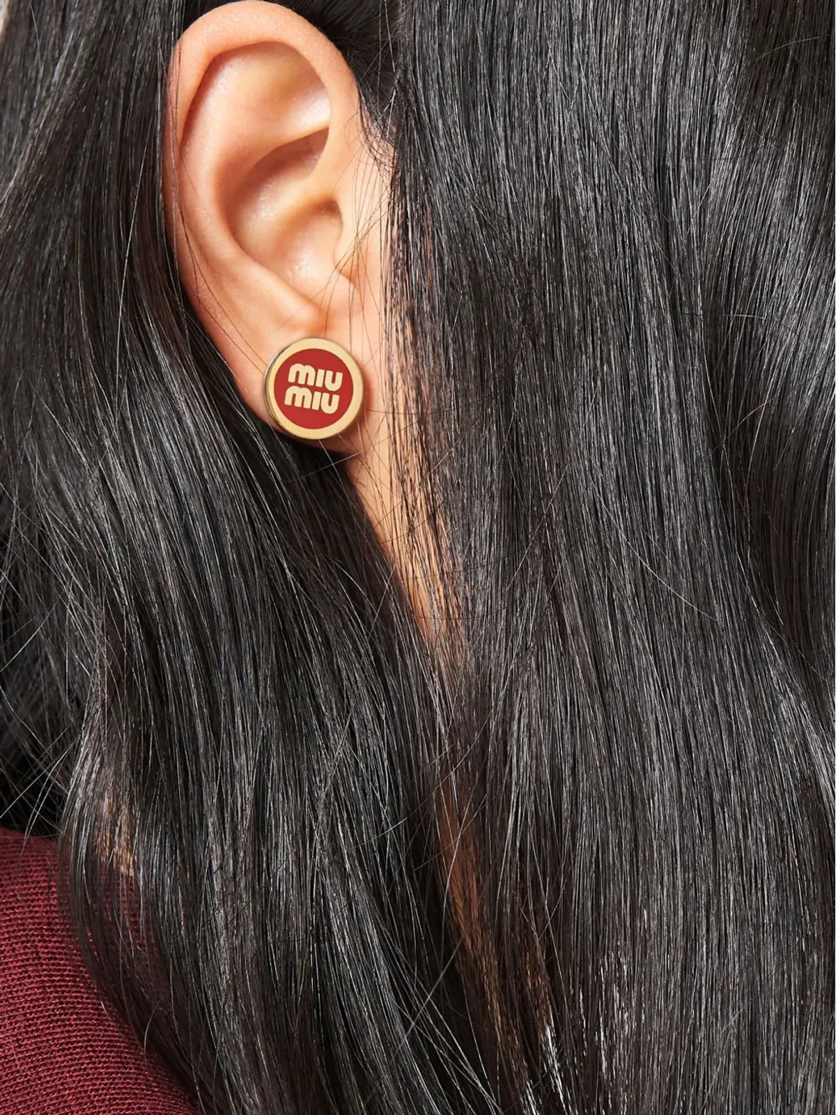 Miu Miu ロゴレタリングスタッドピアス - 画像3