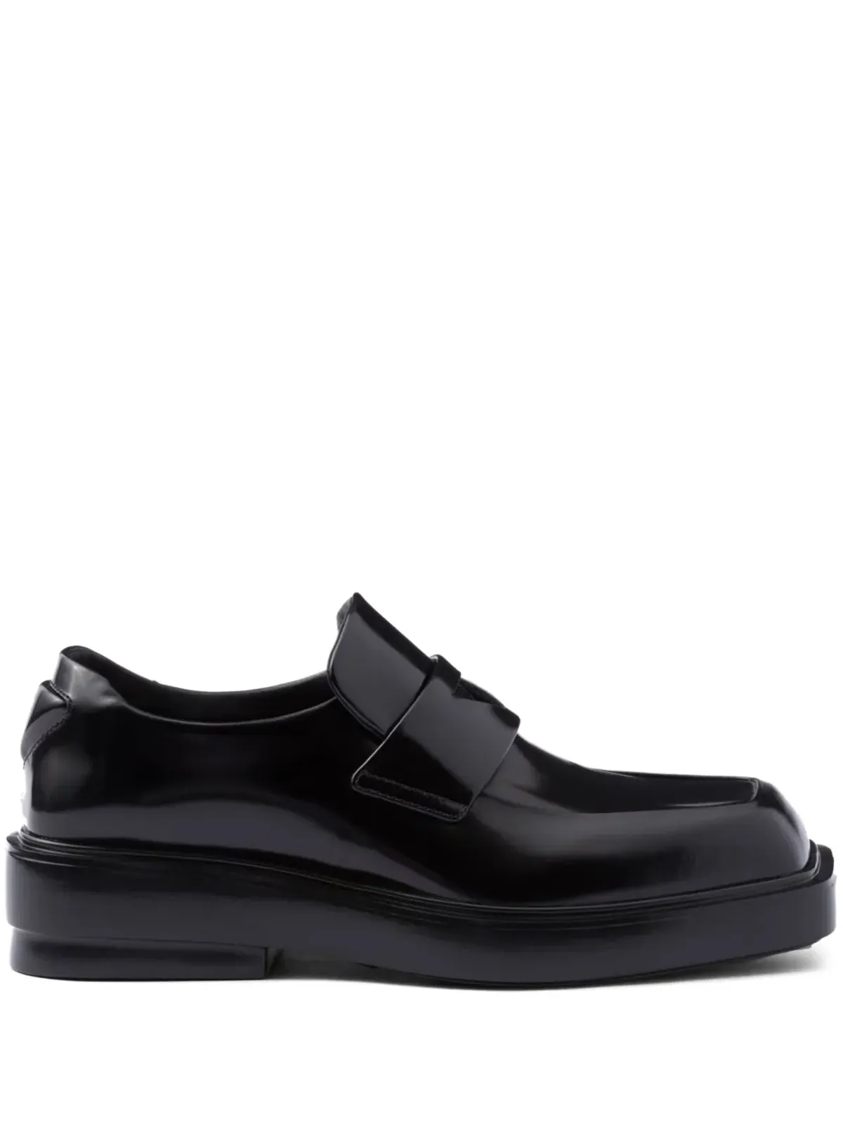 Prada トライアングルパッチ レザー ローファー - ブラック - 画像1