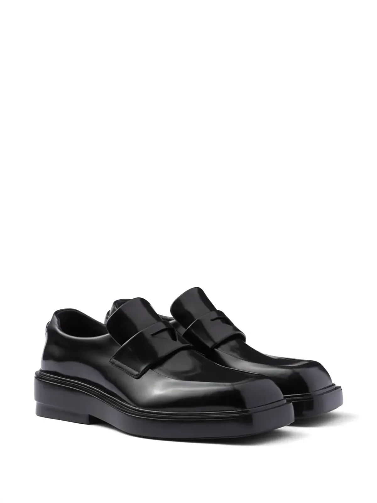 Prada トライアングルパッチ レザー ローファー - ブラック - 画像2