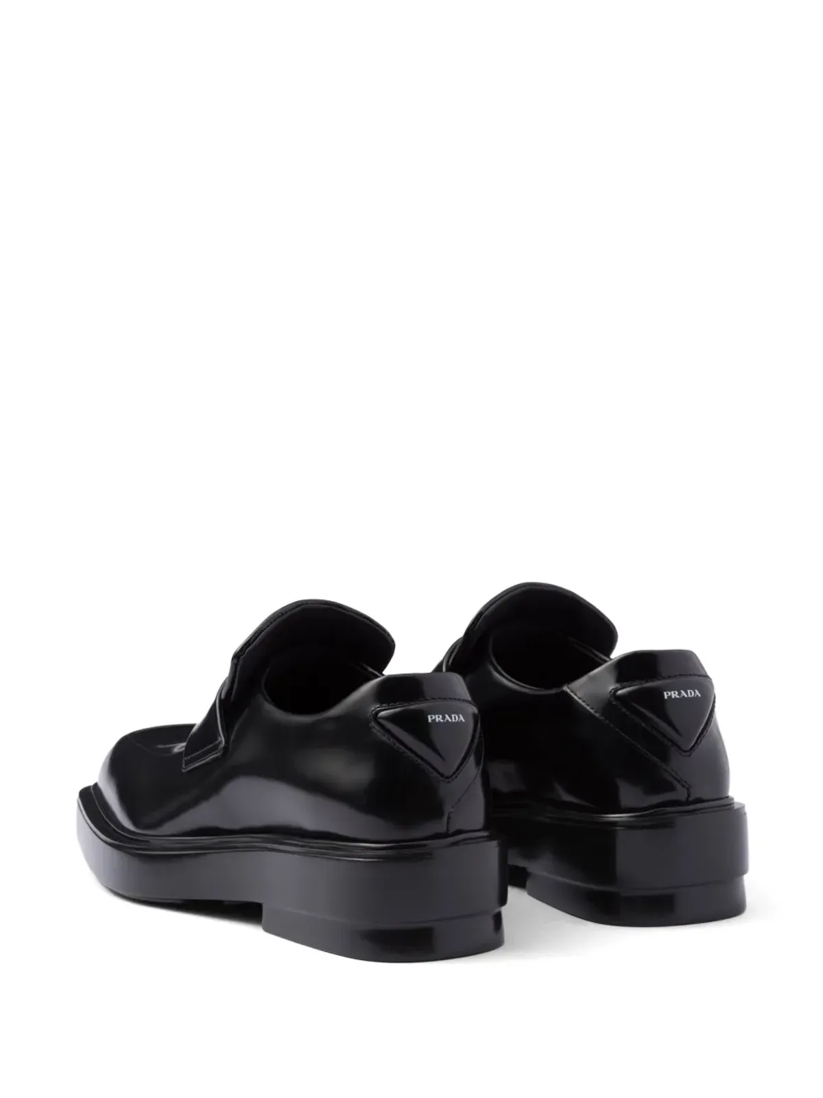 Prada トライアングルパッチ レザー ローファー - ブラック - 画像3