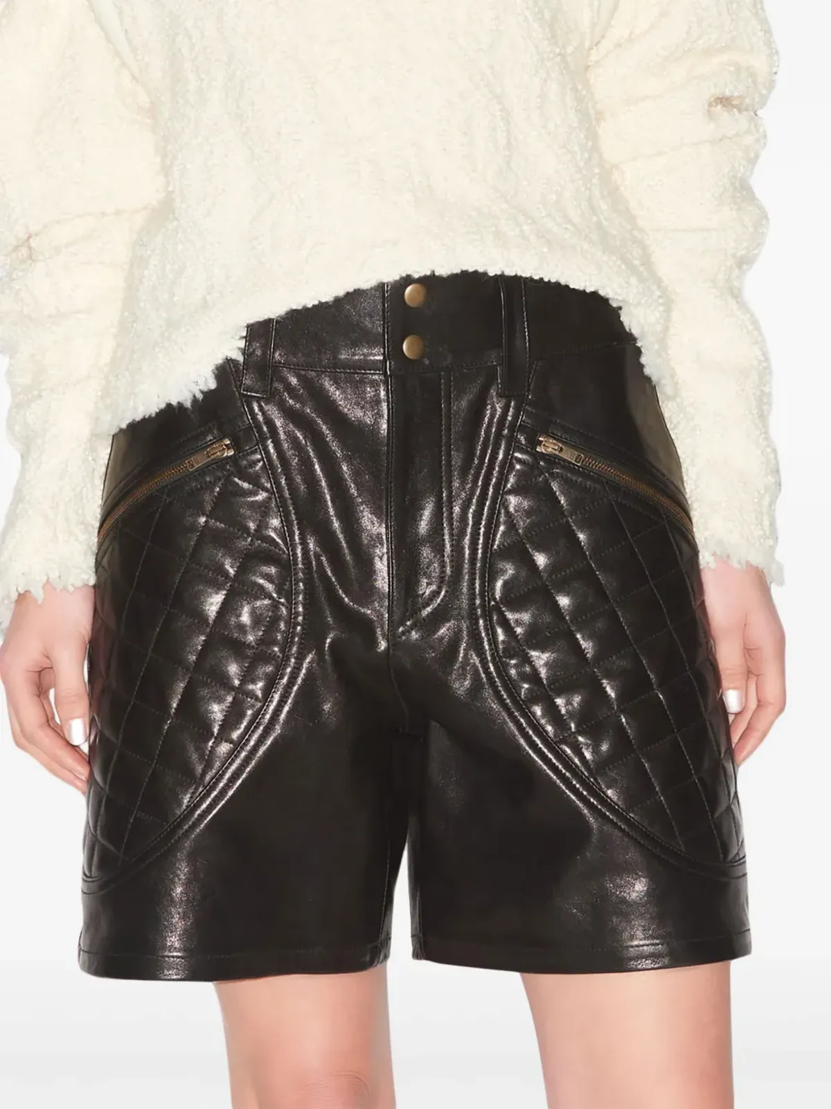 ISABEL MARANT Candice レザーショーツ - ブラック - 画像3