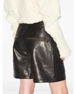 ISABEL MARANT Candice レザーショーツ - ブラック - サムネイル4
