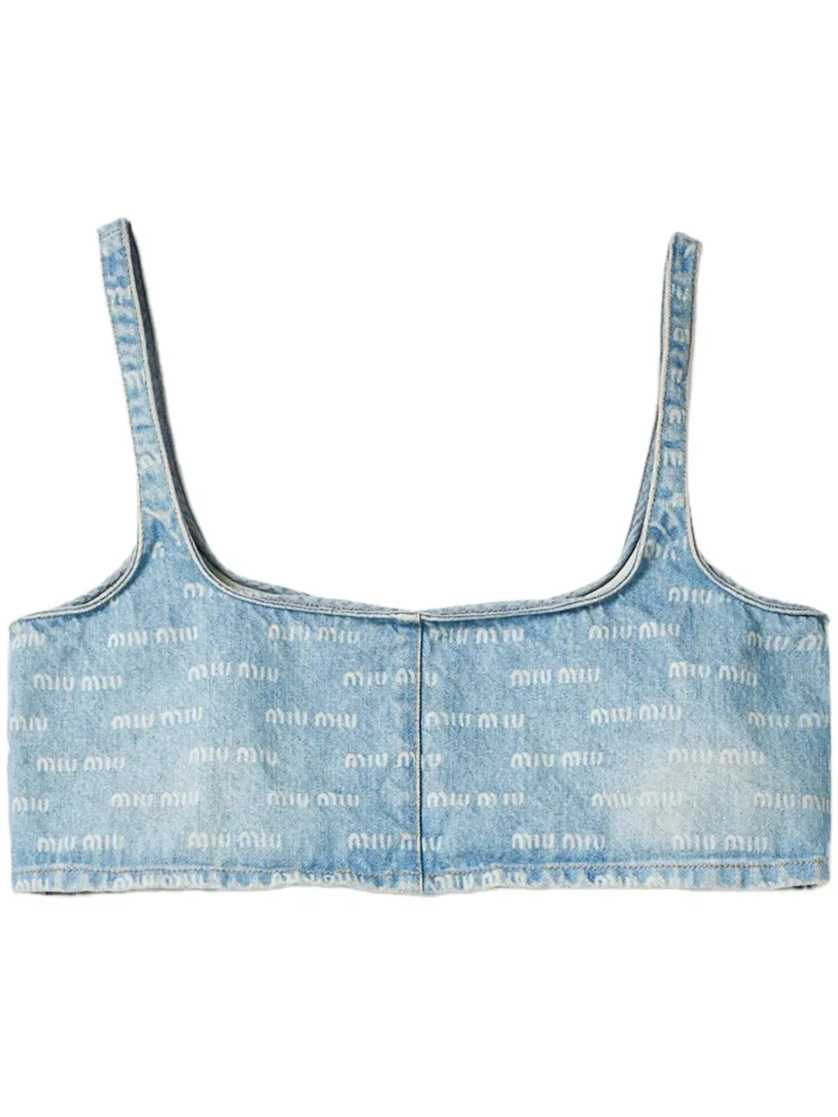 Miu Miu ロゴプリント デニム クロップトップ - 画像1