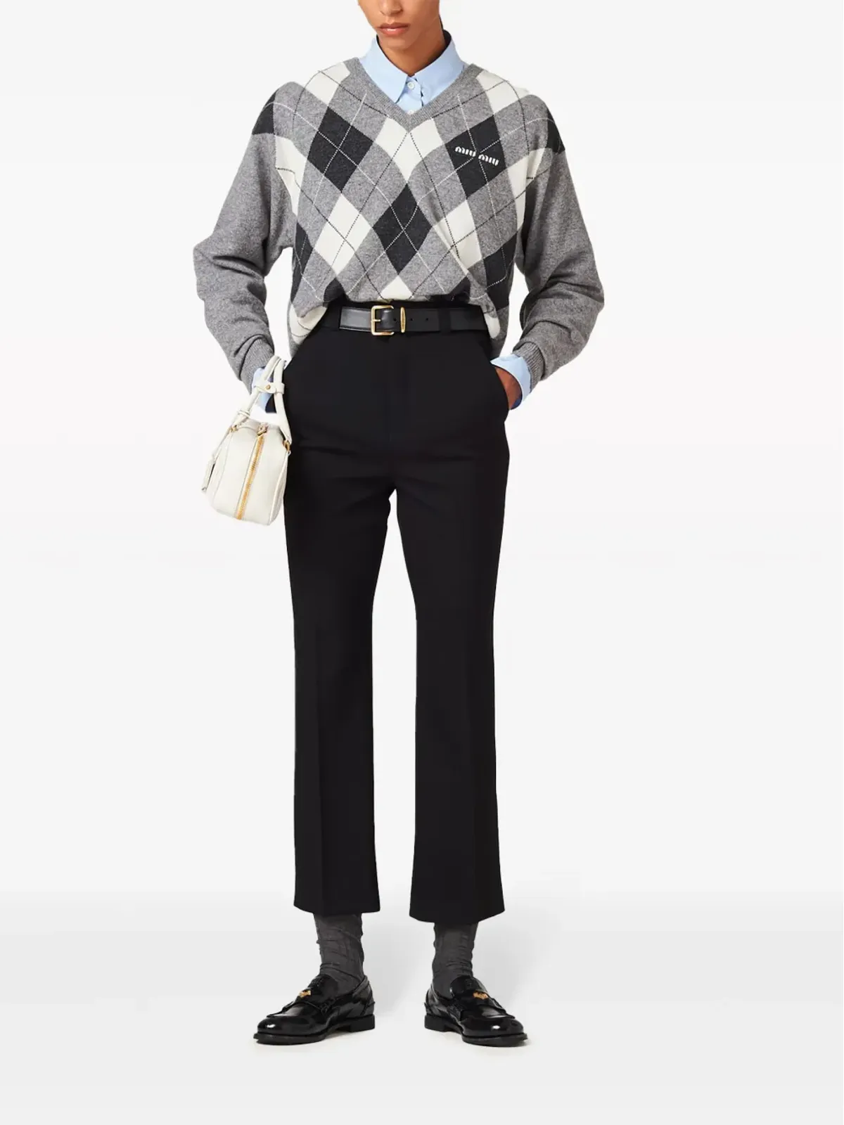 Miu Miu Grain de poudre cropped trousers - Black - 画像2