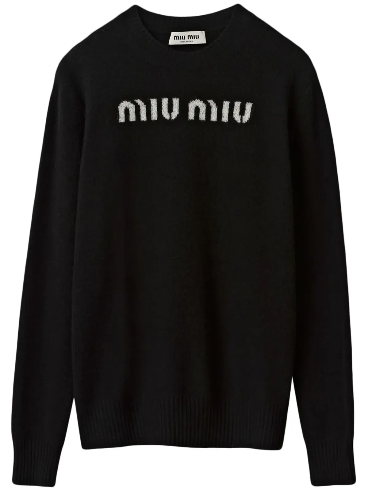 Miu Miu ロゴジャカード カシミヤ セーター - 画像1