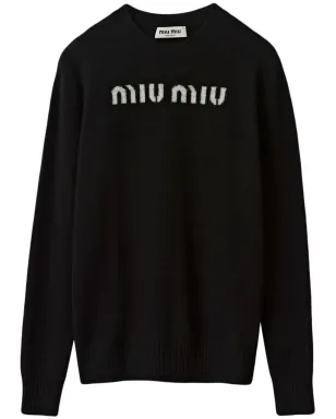 Miu Miu ロゴジャカード カシミヤ セーター - サムネイル1