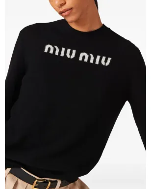 Miu Miu ロゴジャカード カシミヤ セーター - サムネイル5