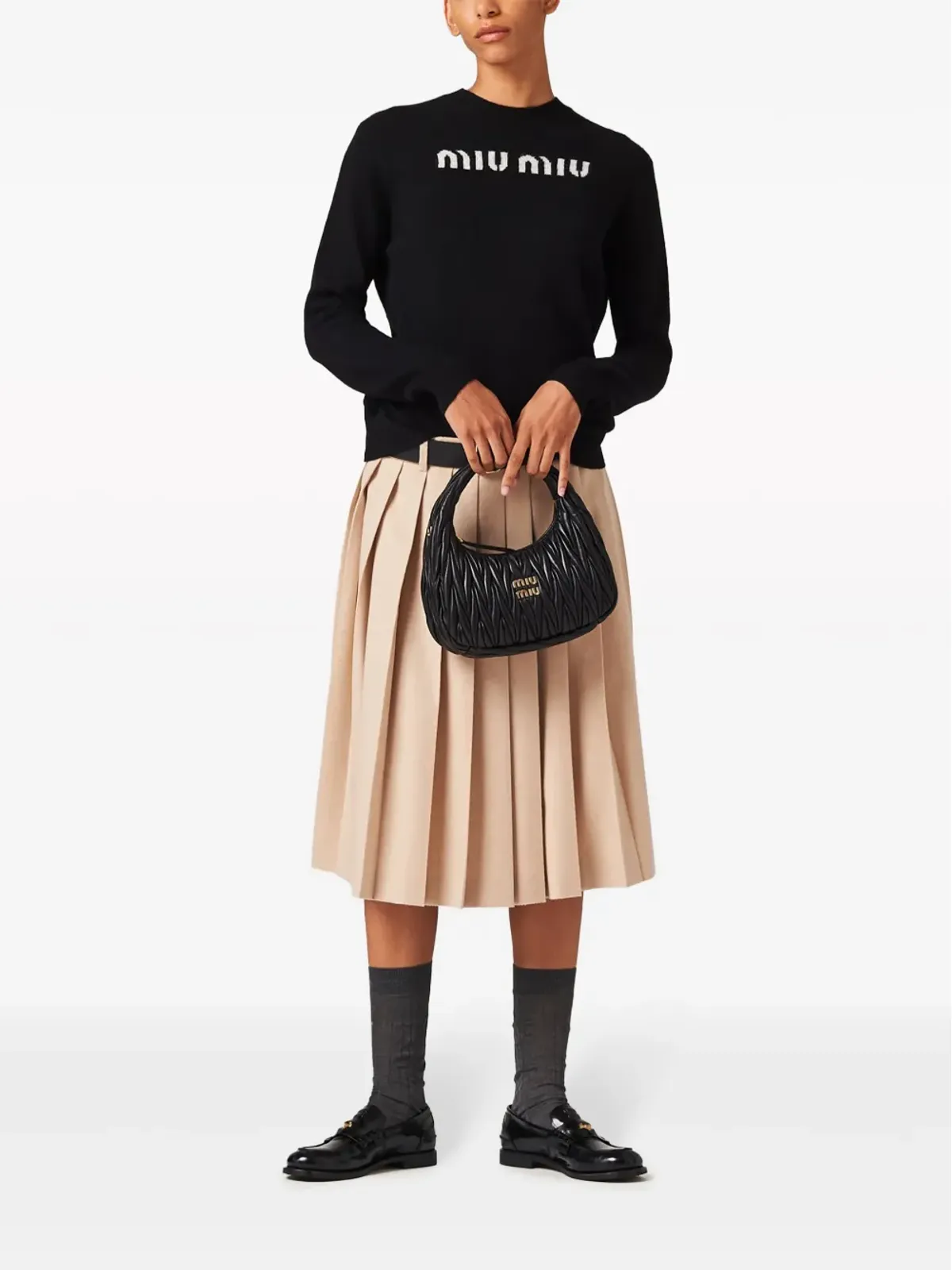 Miu Miu ロゴジャカード カシミヤ セーター - 画像2