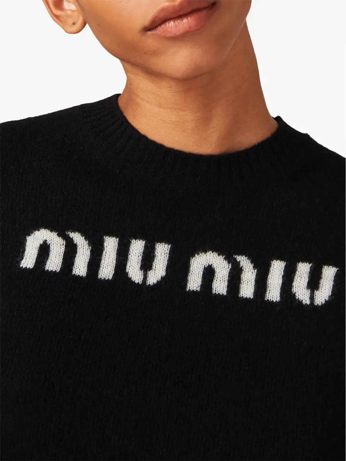 Miu Miu ロゴジャカード カシミヤ セーター - 画像4