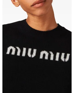 Miu Miu ロゴジャカード カシミヤ セーター - サムネイル4