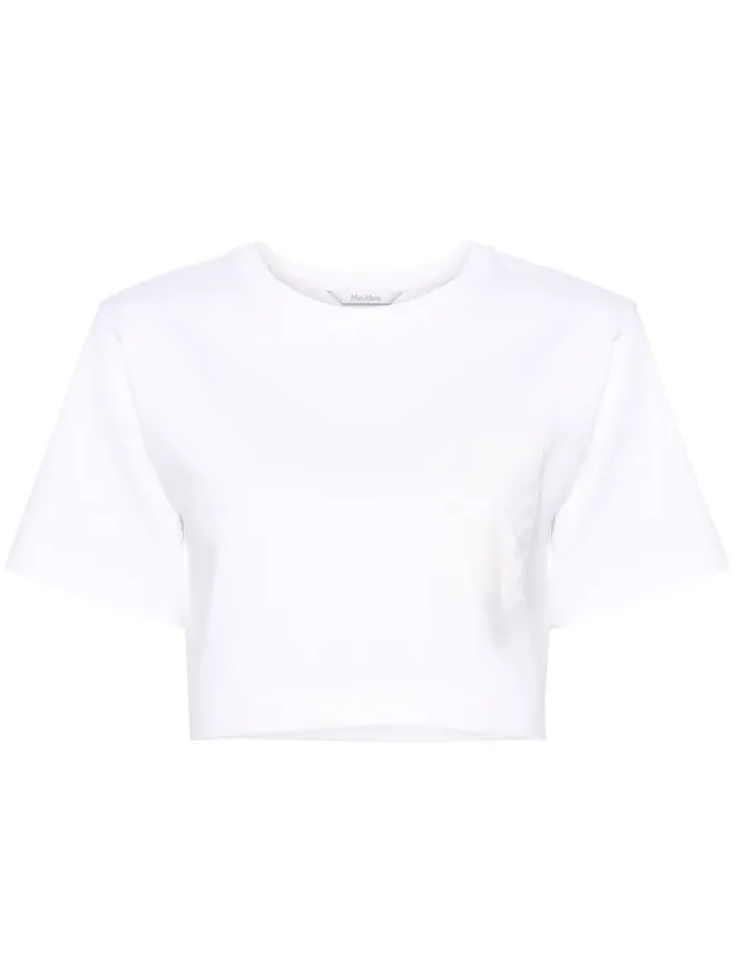 Max Mara Max Mara ロゴプリント クロップドTシャツ - ホワイトの商品画像