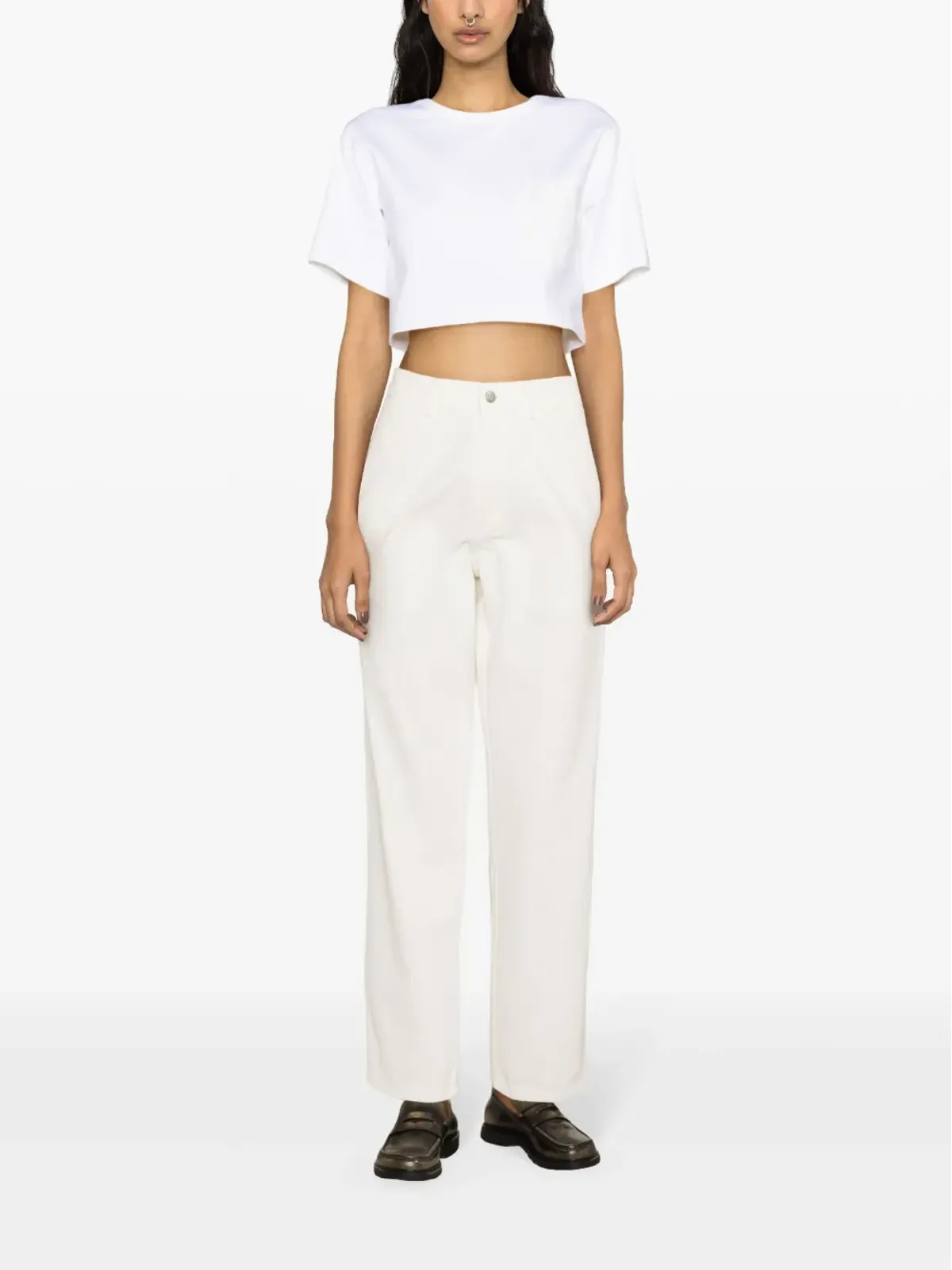 Max Mara ロゴプリント クロップドTシャツ - ホワイト - 画像2