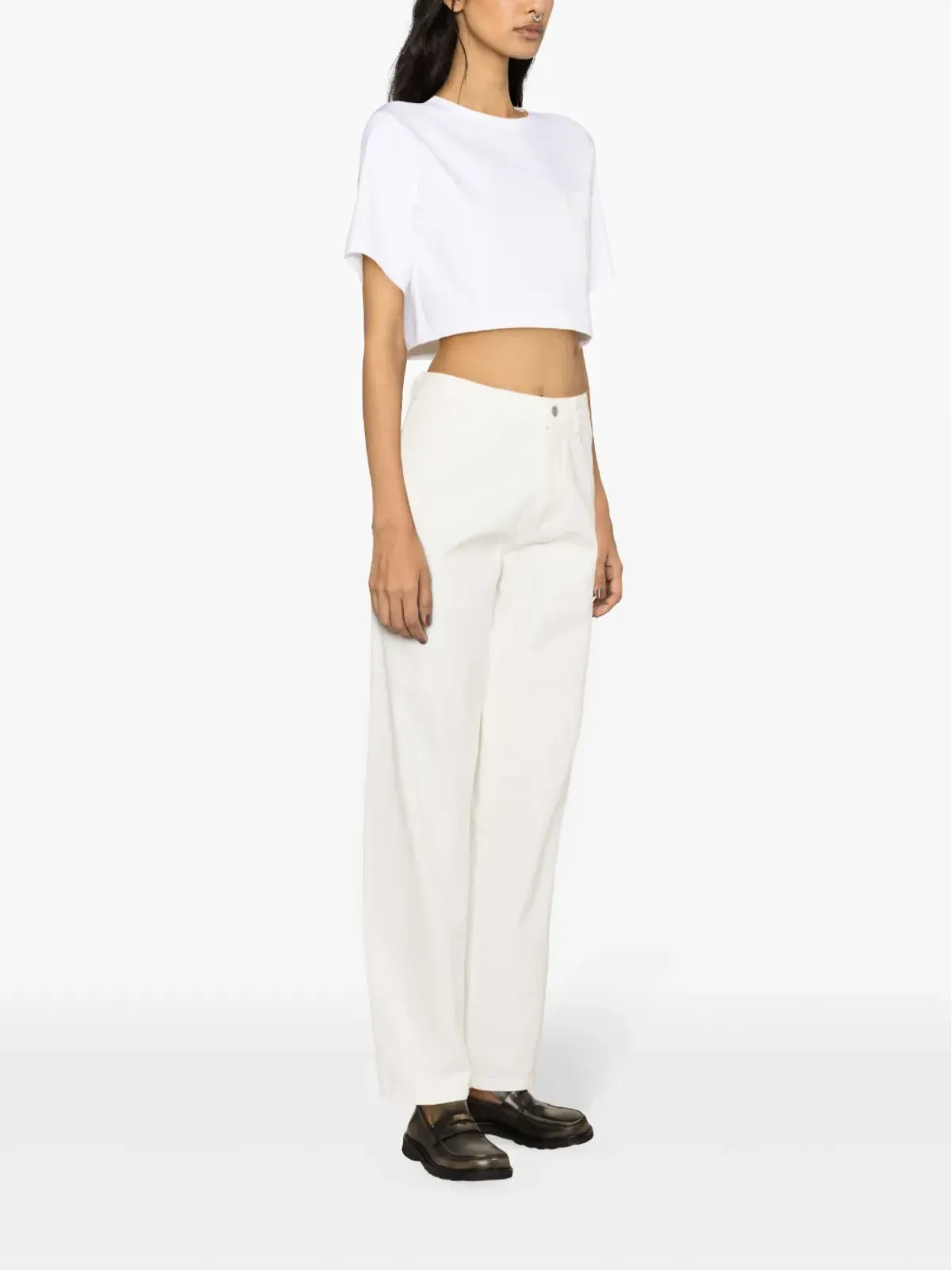 Max Mara ロゴプリント クロップドTシャツ - ホワイト - 画像3