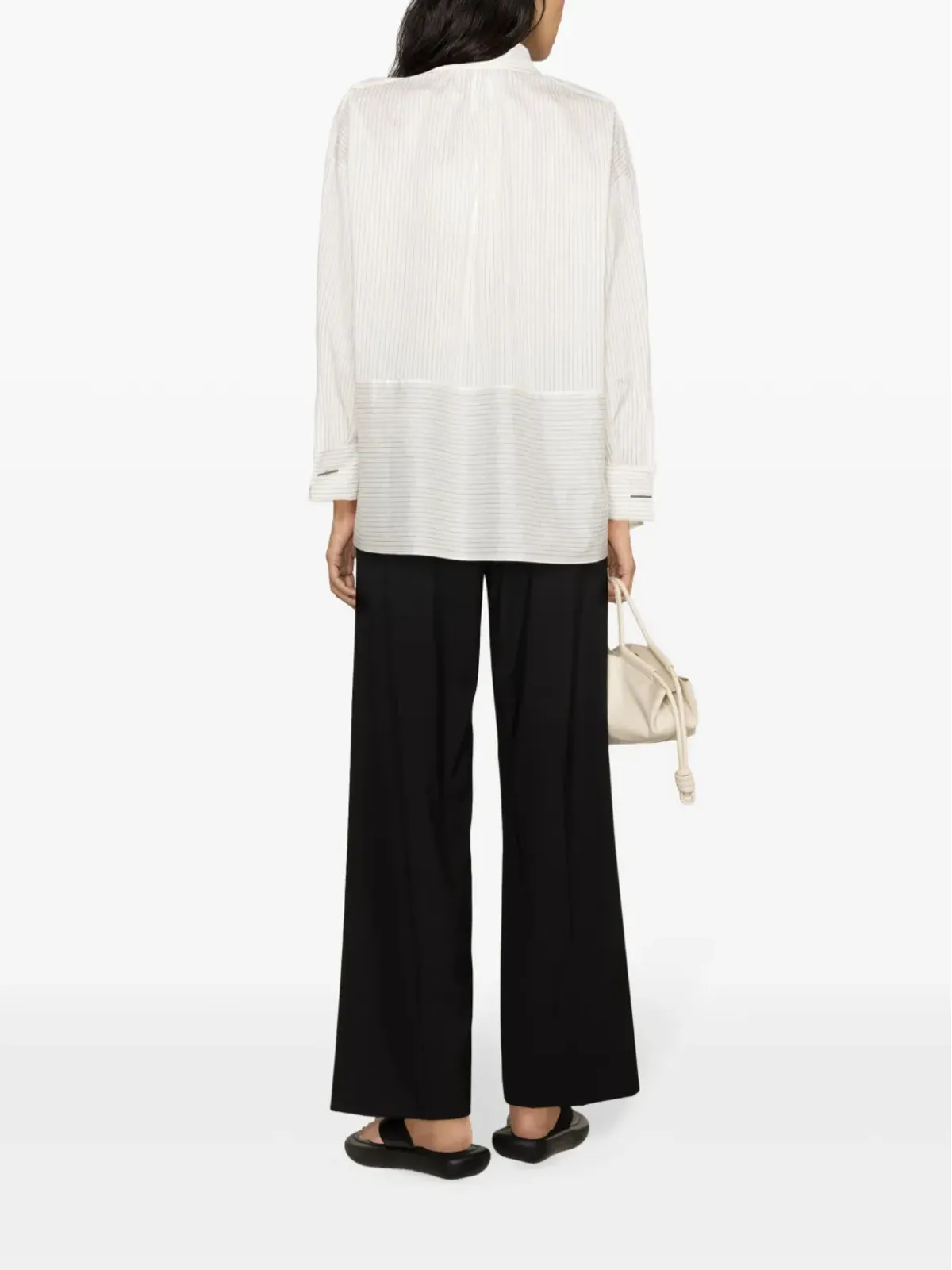 Max Mara ピンストライプ スプレッドカラー シャツ - ホワイト - 画像4