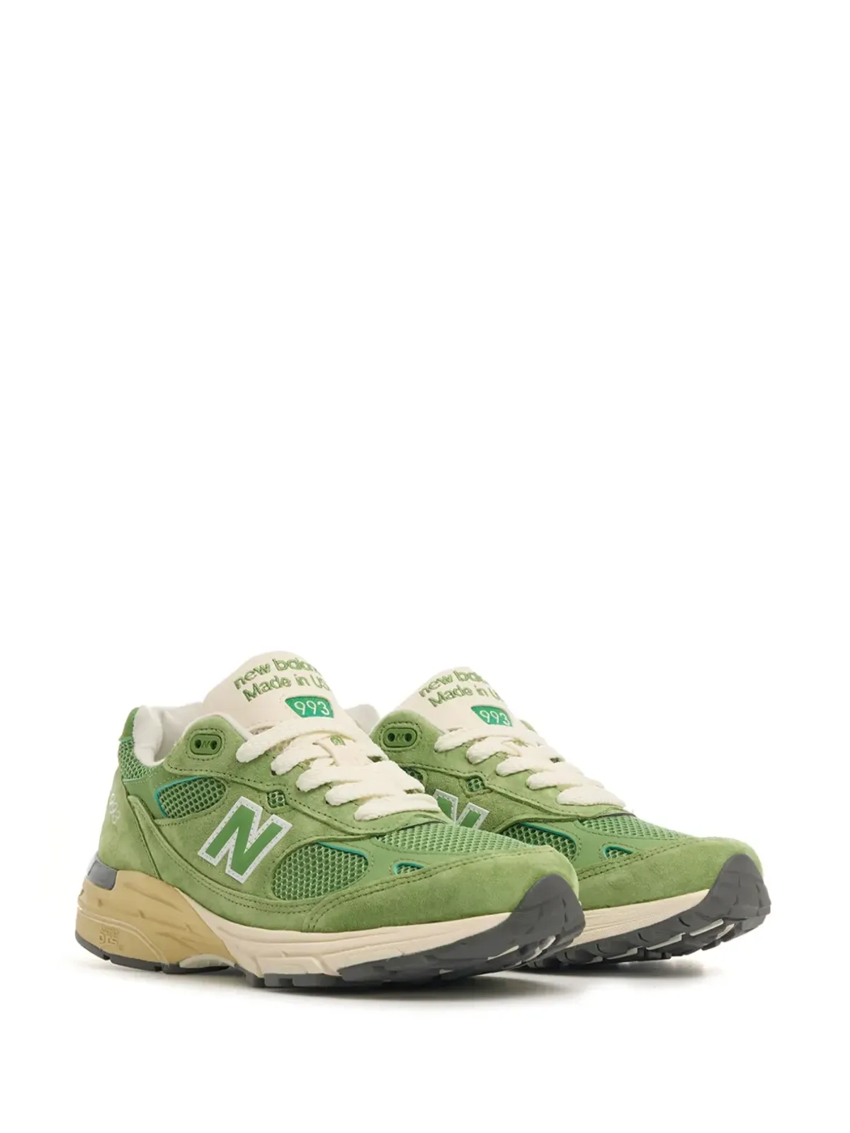 New Balance ロゴパッチ付きパネルデザインスニーカー（グリーン） - 画像2