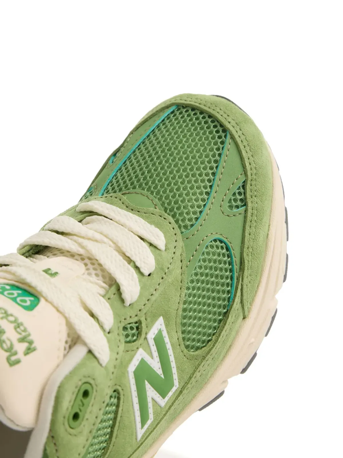 New Balance ロゴパッチ付きパネルデザインスニーカー（グリーン） - 画像4