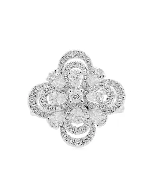 HYT Jewelry プラチナ フラワー ダイヤモンド カクテルリング - シルバー - サムネイル1