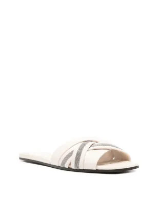 Brunello Cucinelli Moniliチェーンディテール レザーサンダル – ネュートラルカラー - サムネイル2