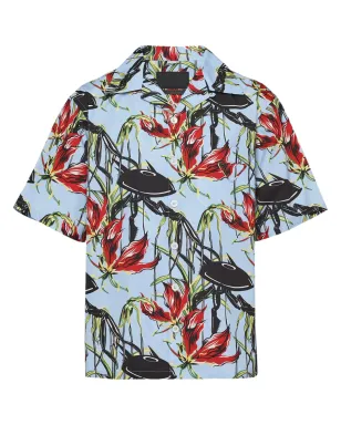 Prada UFO-print コットンシャツ - ブルー - サムネイル1