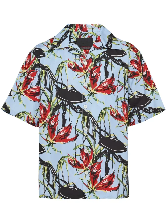 Prada Prada UFO-print コットンシャツ - ブルーの商品画像