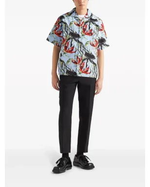 Prada UFO-print コットンシャツ - ブルー - サムネイル2