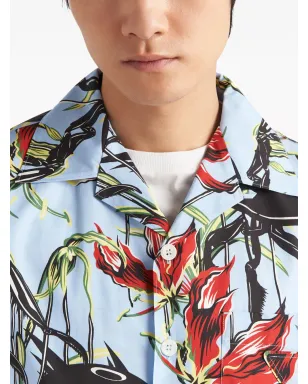 Prada UFO-print コットンシャツ - ブルー - サムネイル4
