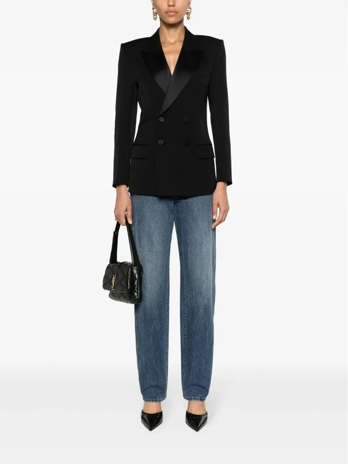 Saint Laurent ピークドラペル ダブルブレスト ブレザー - 画像2