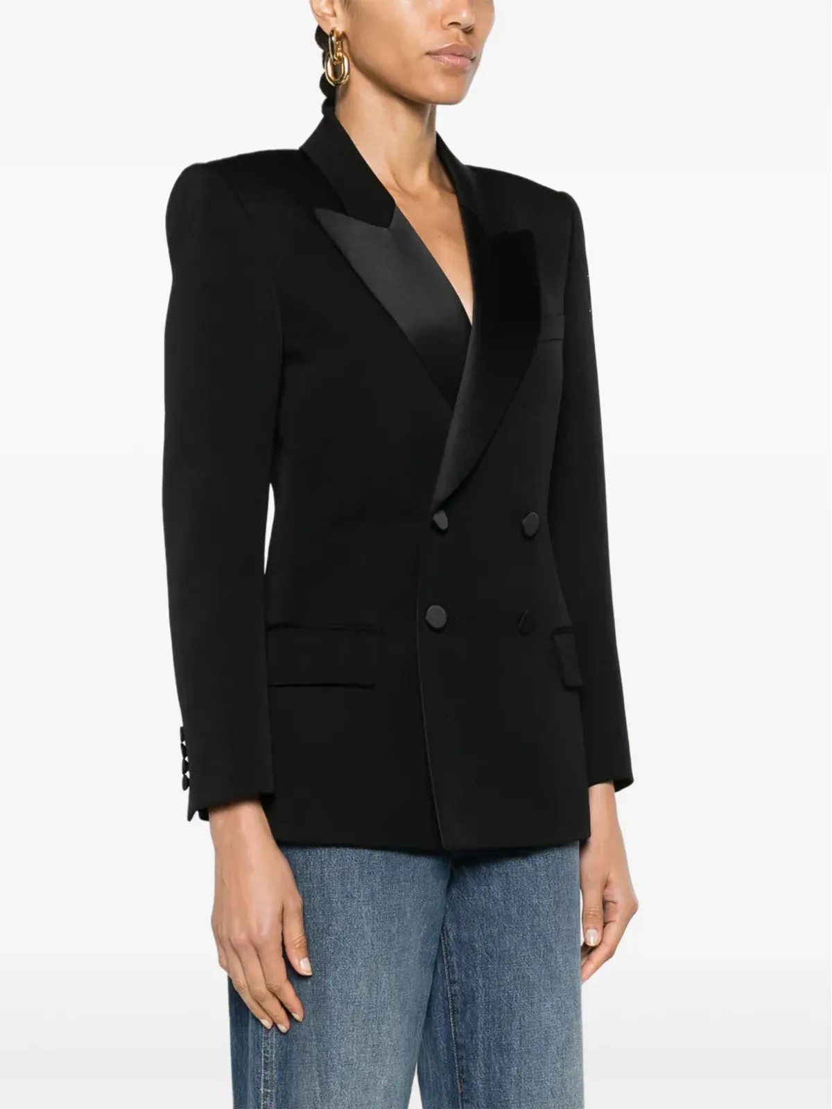 Saint Laurent ピークドラペル ダブルブレスト ブレザー - 画像3