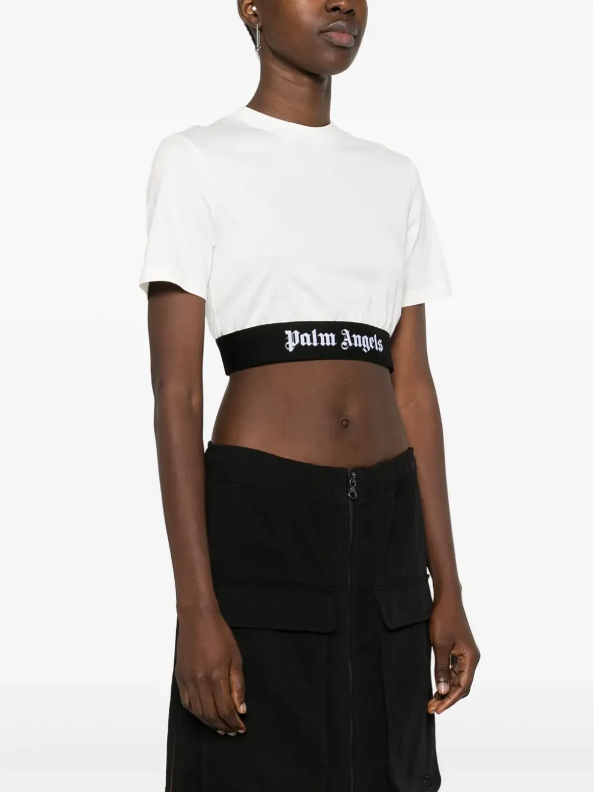 Palm Angels ロゴジャカード クロップド Tシャツ - 画像3