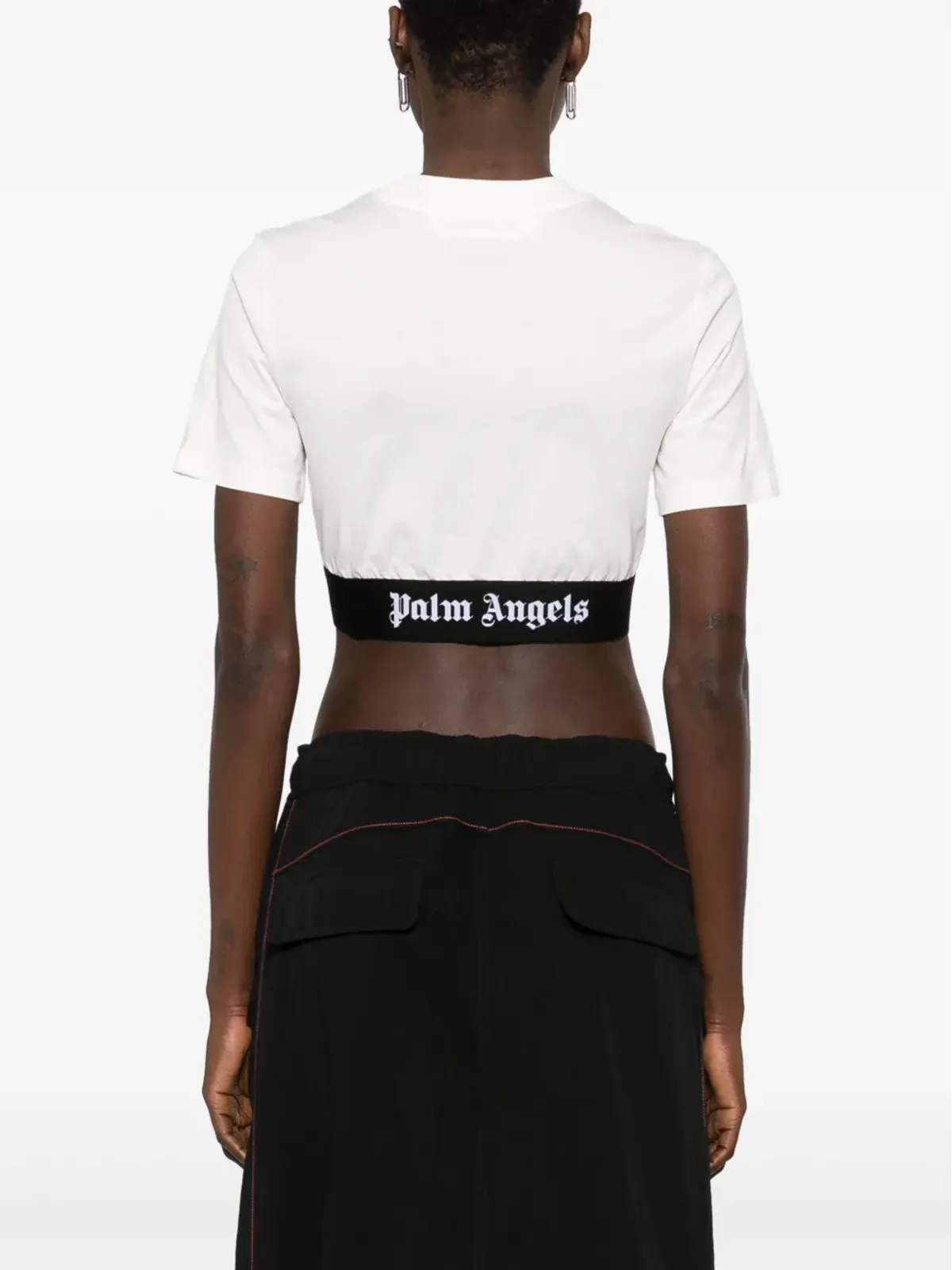 Palm Angels ロゴジャカード クロップド Tシャツ - 画像4