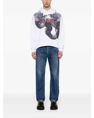 DSQUARED2 ドラゴンプリント コットン フード付きパーカー ホワイト - サムネイル2