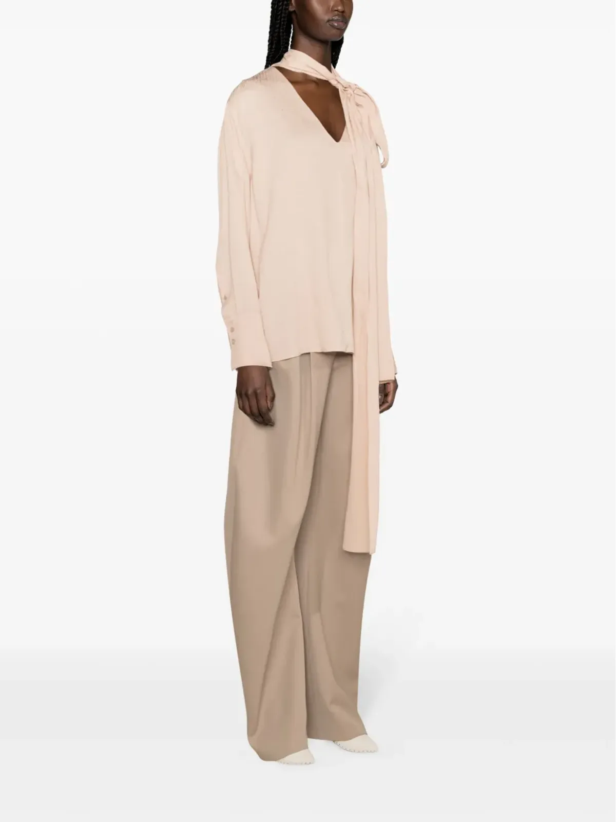 Givenchy スカーフディテール付きシルクブラウス ピンク - 画像3
