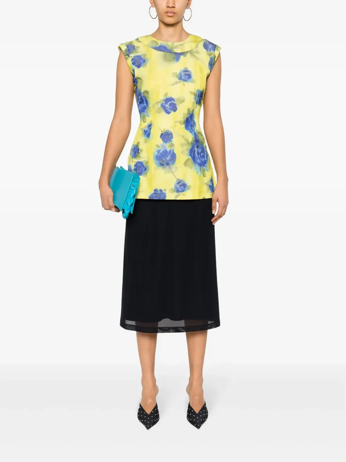 Marni フローラルプリント タフタ トップ - イエロー - 画像2