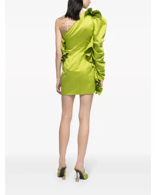 AZ FACTORY Dianthus ruched one-shoulder minidress - Green - サムネイル3