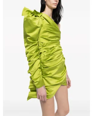 AZ FACTORY Dianthus ruched one-shoulder minidress - Green - サムネイル4