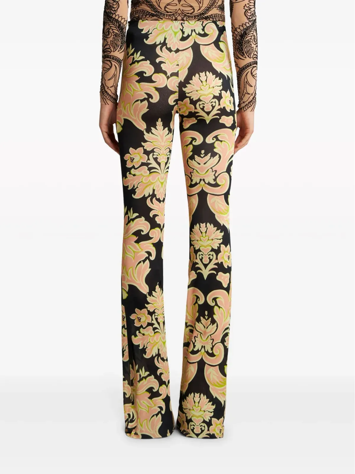ETRO 花柄プリント ハイウエストパンツ - ブラック - 画像4