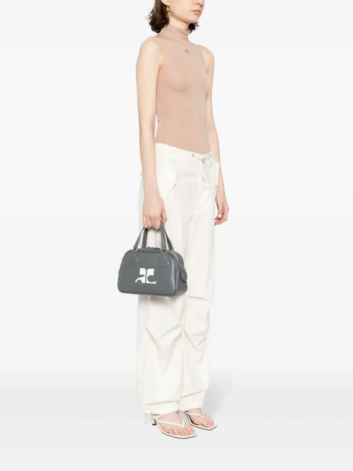 Courrèges Reedition レザー トートバッグ - グレー - 画像2