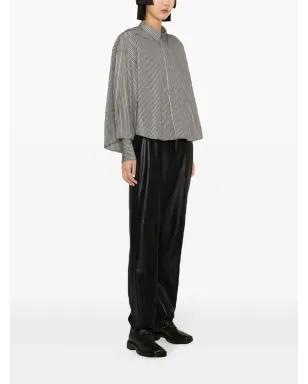 AMI Paris ストライプ柄クロップドコットンシャツ ブラック - サムネイル3