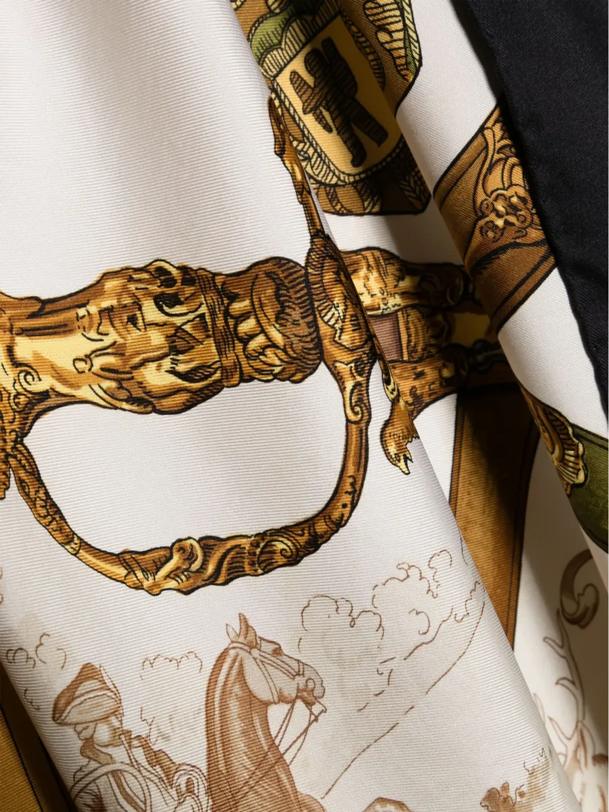 Hermès Pre-Owned 1970年代 Armes De Chasse シルクスカーフ - ブラック - 画像3