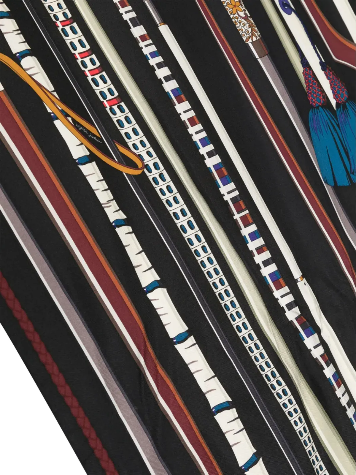 Hermès ビンテージ Les Cannes シルクスカーフ - ブラック - 画像2