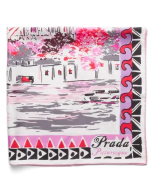 Prada Pittoresque Paris シルクスカーフ - ピンク - サムネイル2