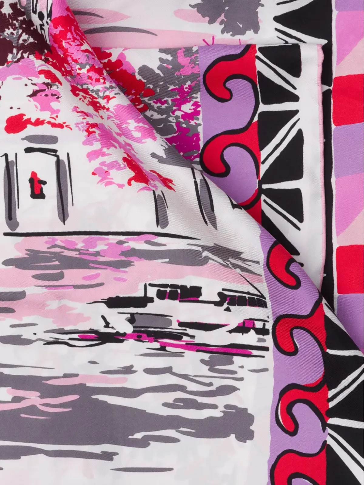 Prada Pittoresque Paris シルクスカーフ - ピンク - 画像3
