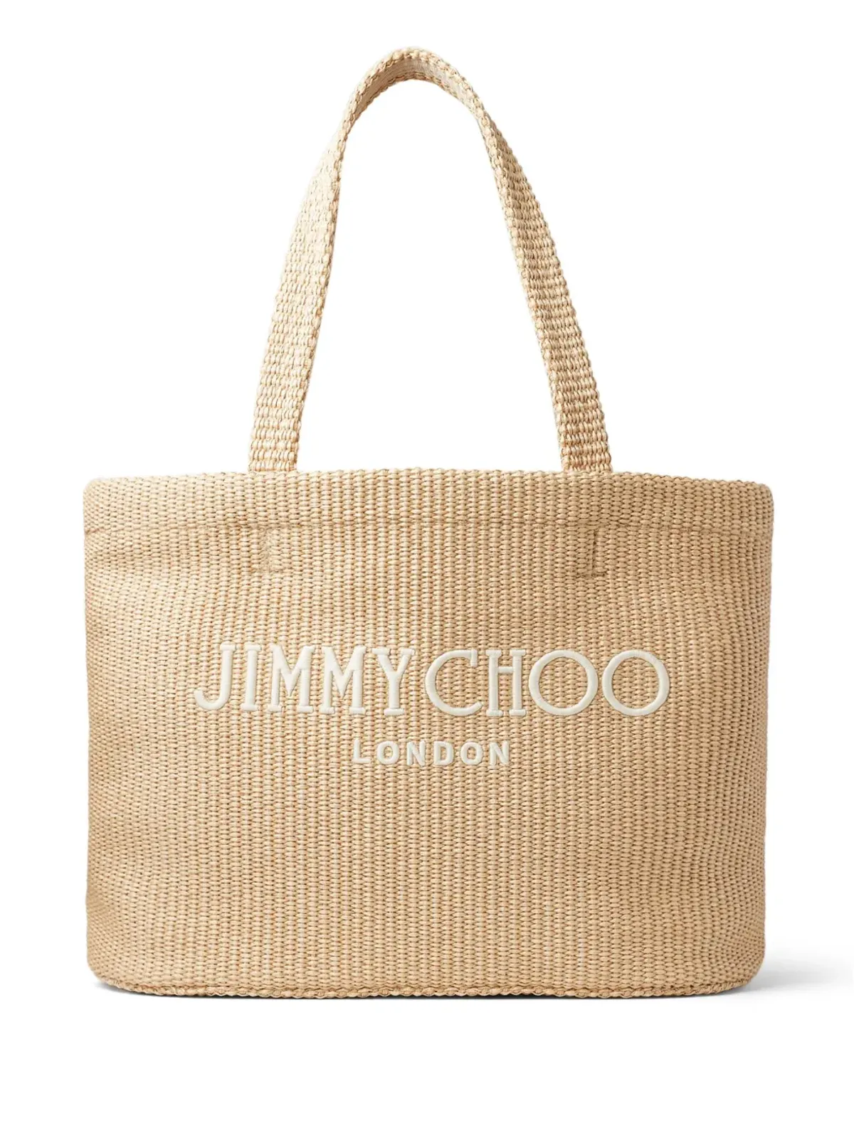 Jimmy Choo ロゴ刺繍 ラフィア ビーチバッグ - ニュートラルカラー - 画像1