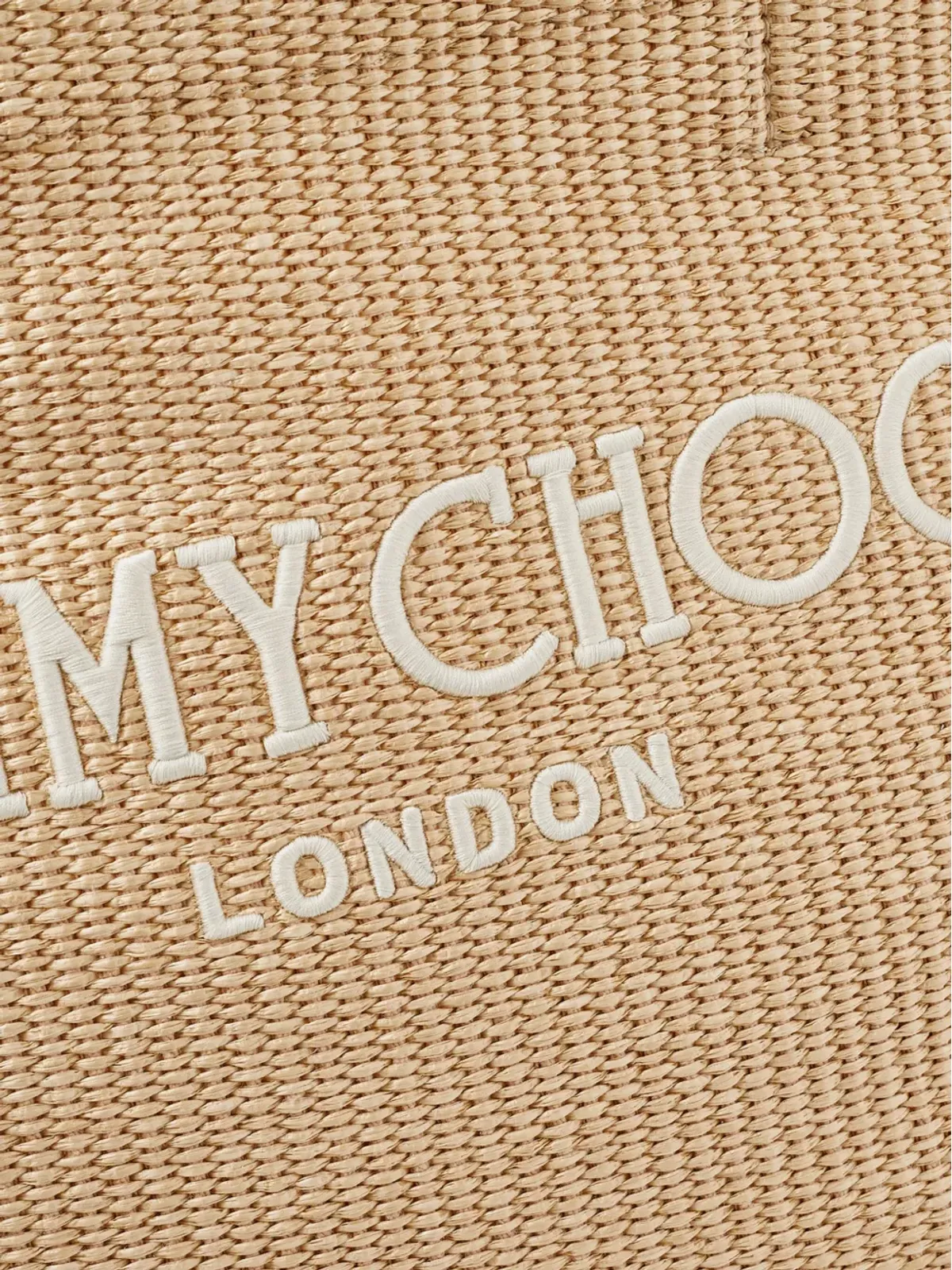 Jimmy Choo ロゴ刺繍 ラフィア ビーチバッグ - ニュートラルカラー - 画像5